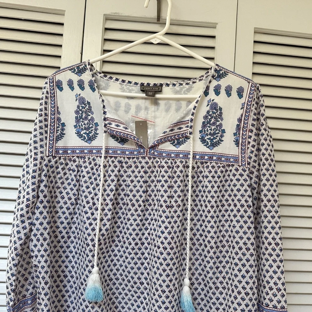 J. Crew Point Sur Boho 100% Cotton Top Long Sleeve Size 12 - Picture 4 of 14